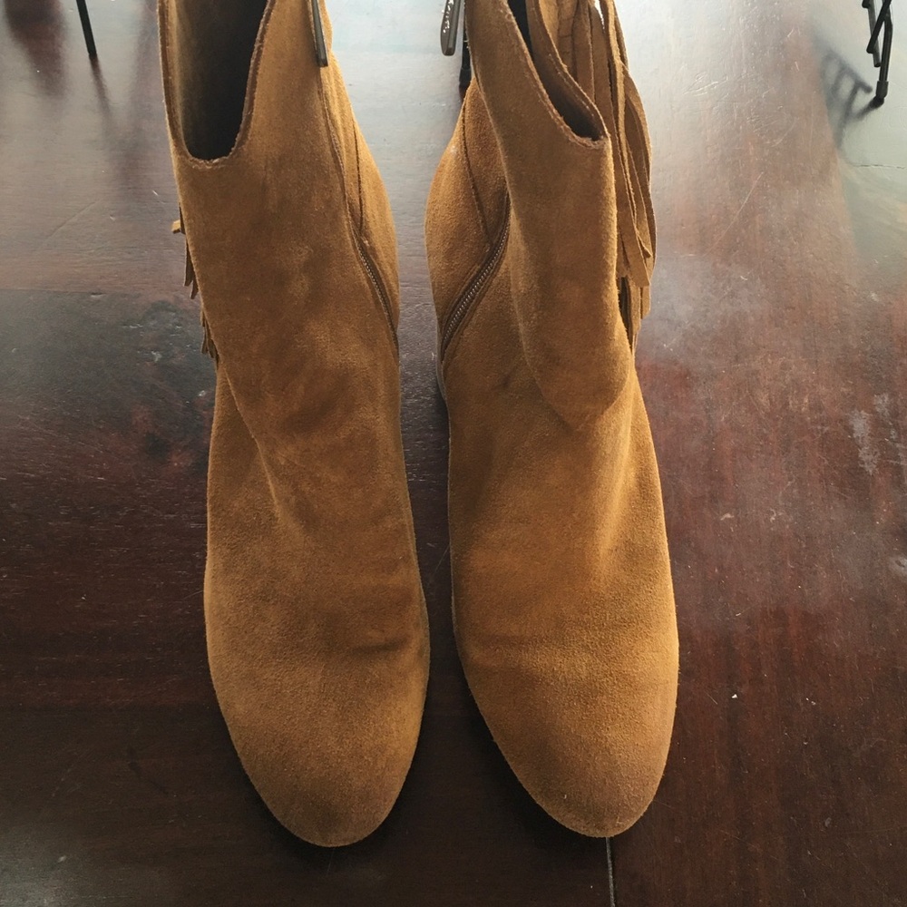 Fringe Ankle Booties in Brown Suede - Women - Picture 2 of 3